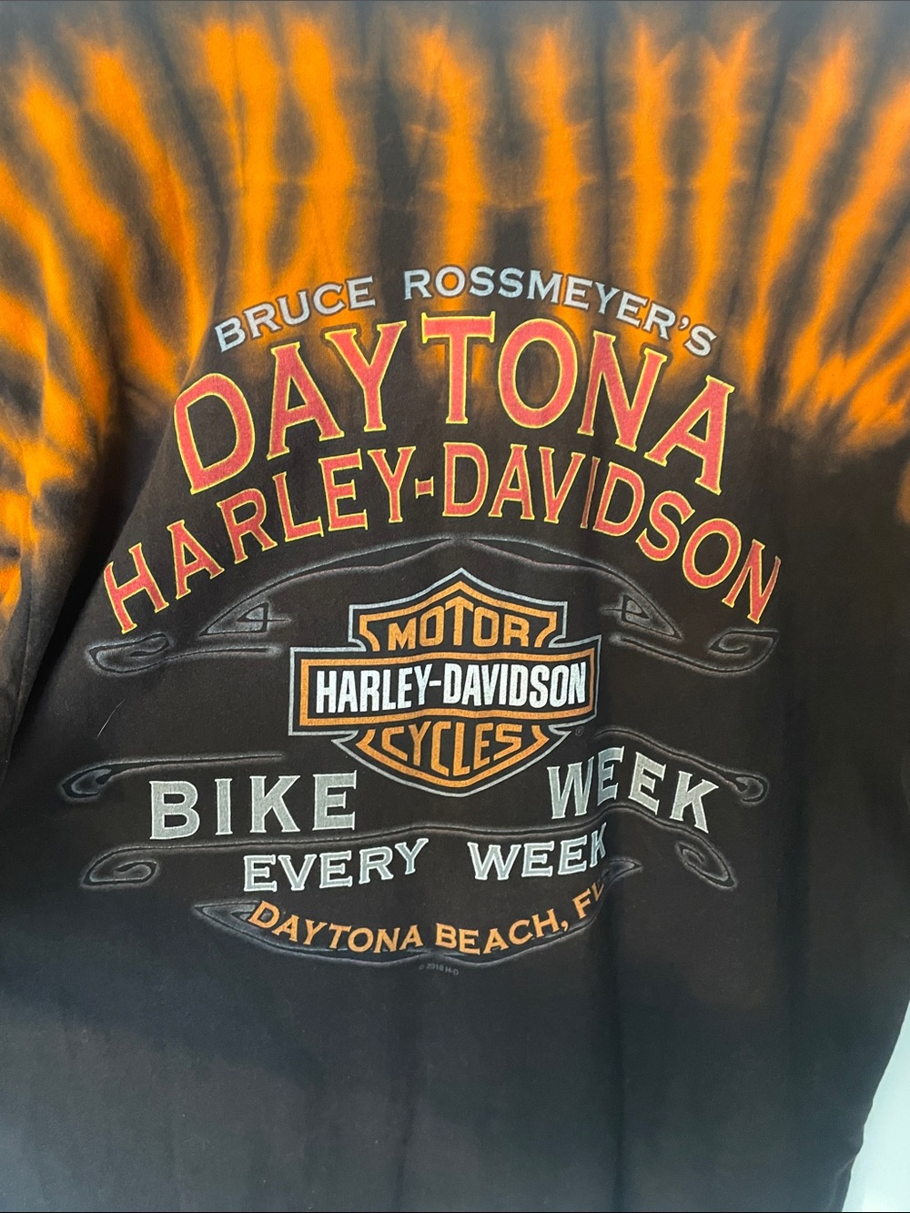 Harley-Davidson Black and Orange Tie-Dye Long Sleeve Tee - Picture 4 of 6